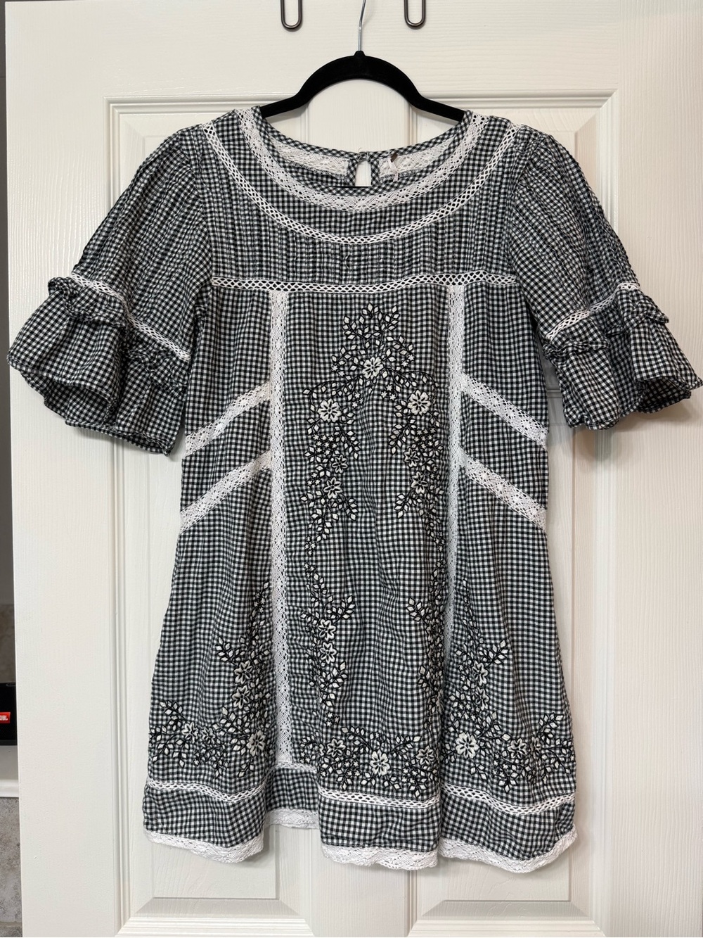 Free People Sunny Day Floral Embroidered Gingham Dress